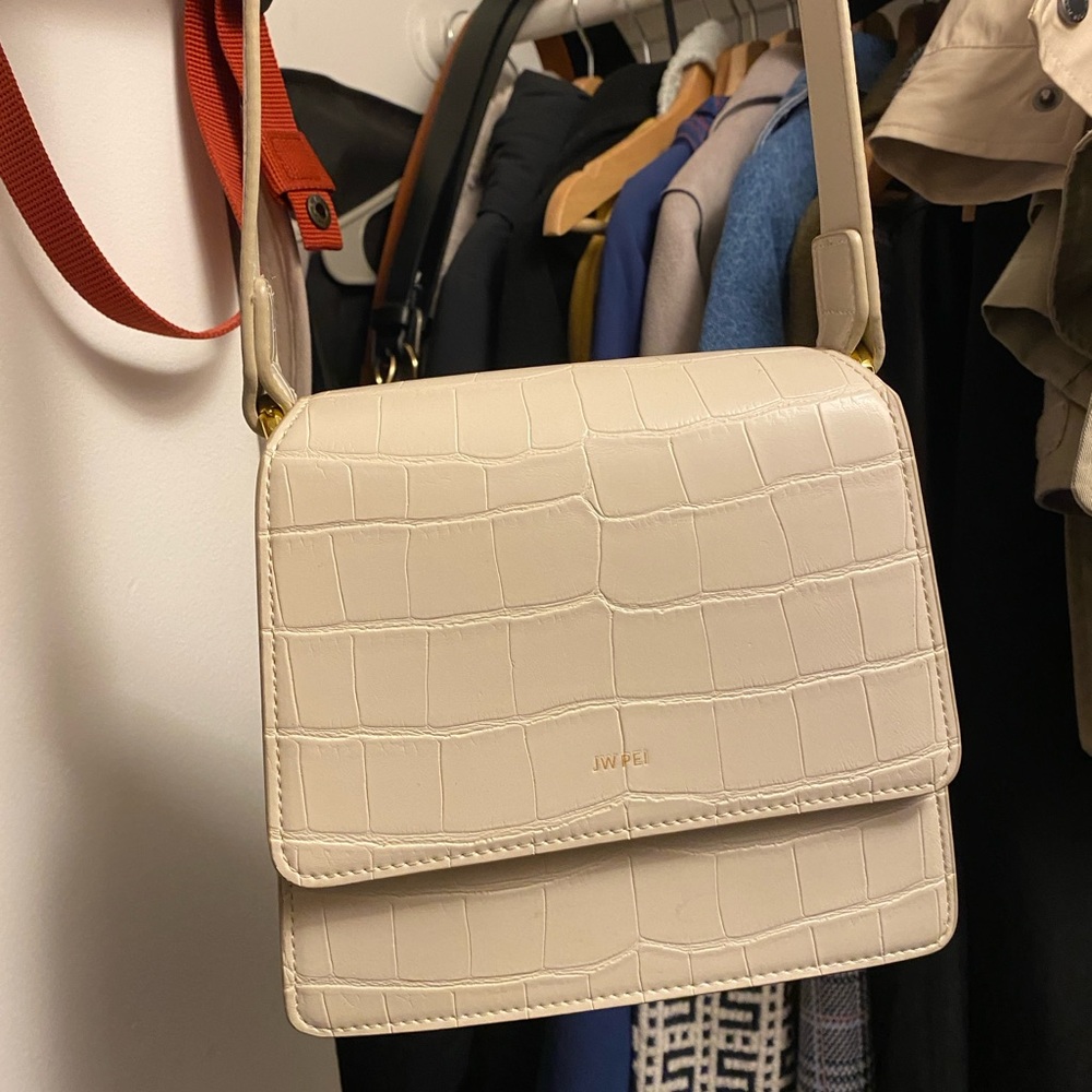JW PEI Cream Croc-Embossed Women's Bag